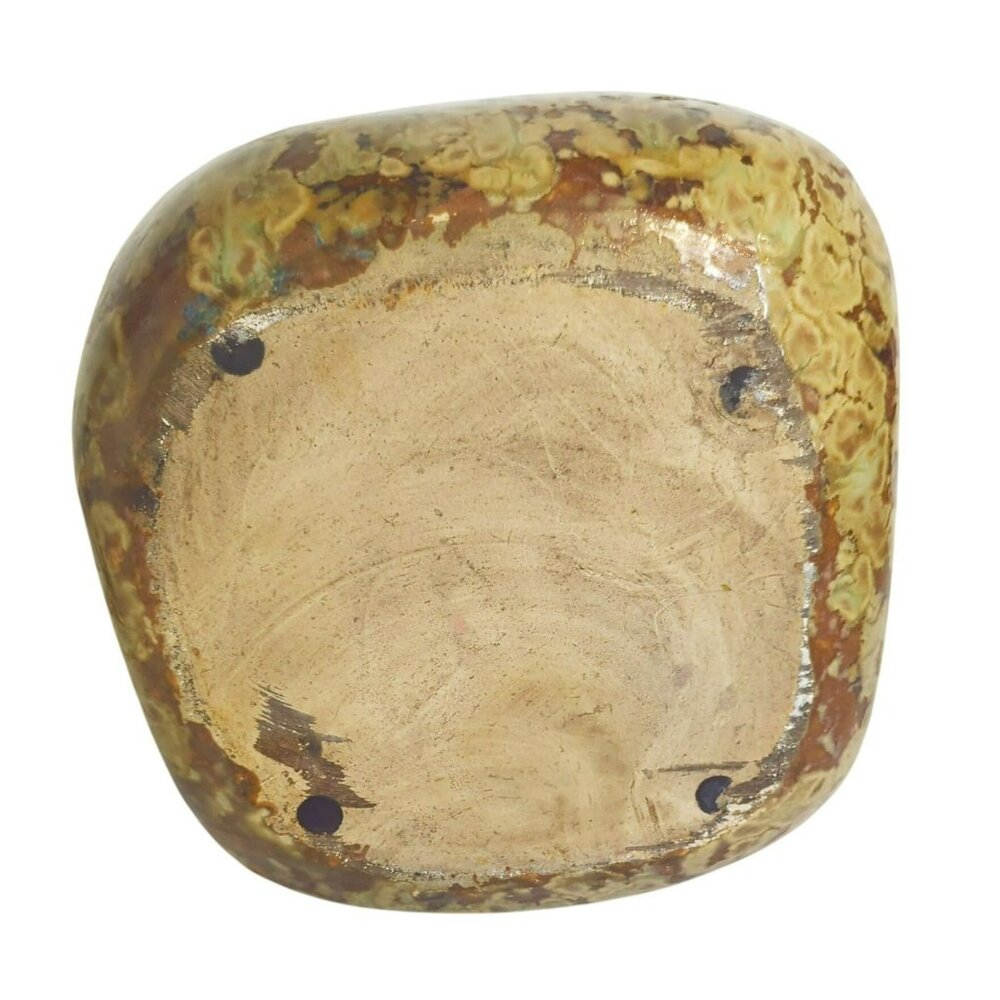 Japanese Studio Pottery Jardinière Square Planter With Abstract Glaze Blue Brown - Picture 5 of 12